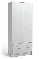 Malibu 2 Door 2 Drawer Wardrobe - White (B GRADE 1095.)