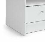 Home Malibu 1 Drawer Bedside Table White | Nightstand Compact Storage Furniture