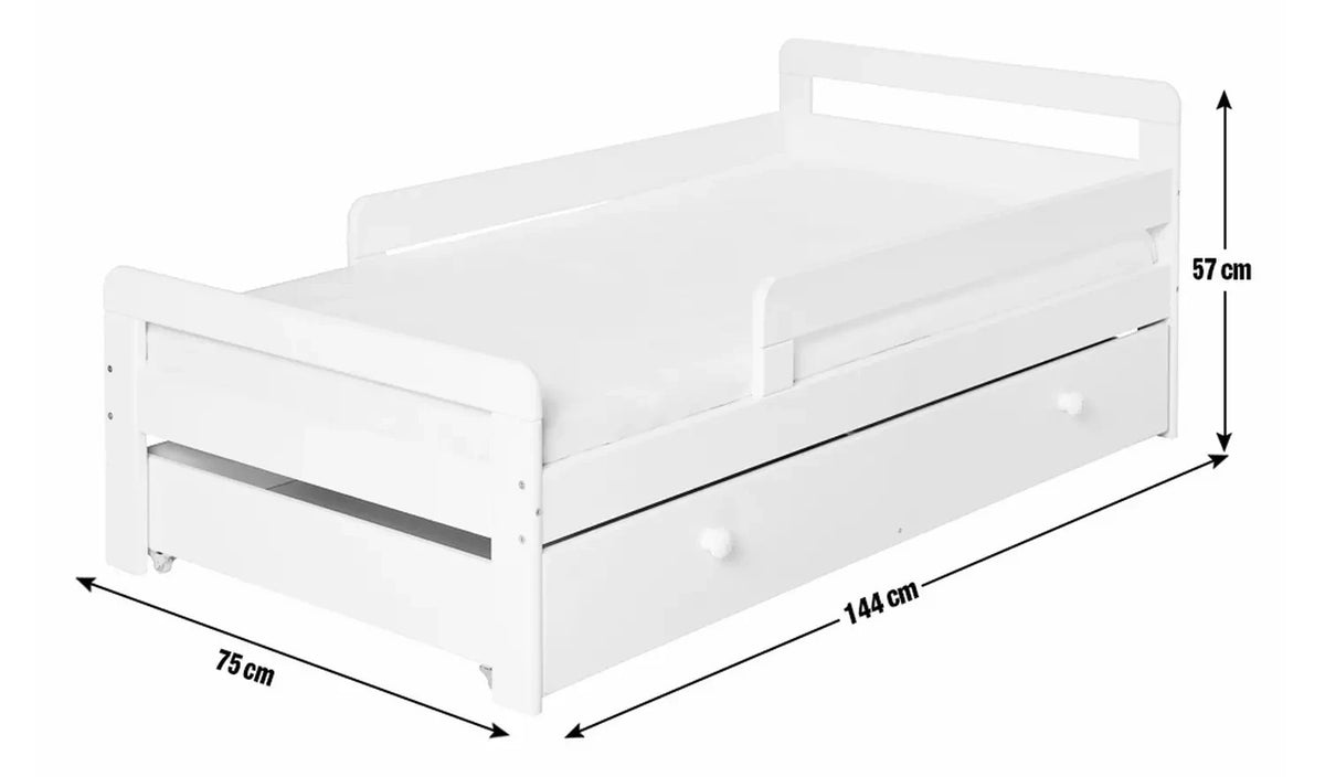 Ellis Toddler Bed Frame with Storage - White | Childrens Bedroom Furniture
