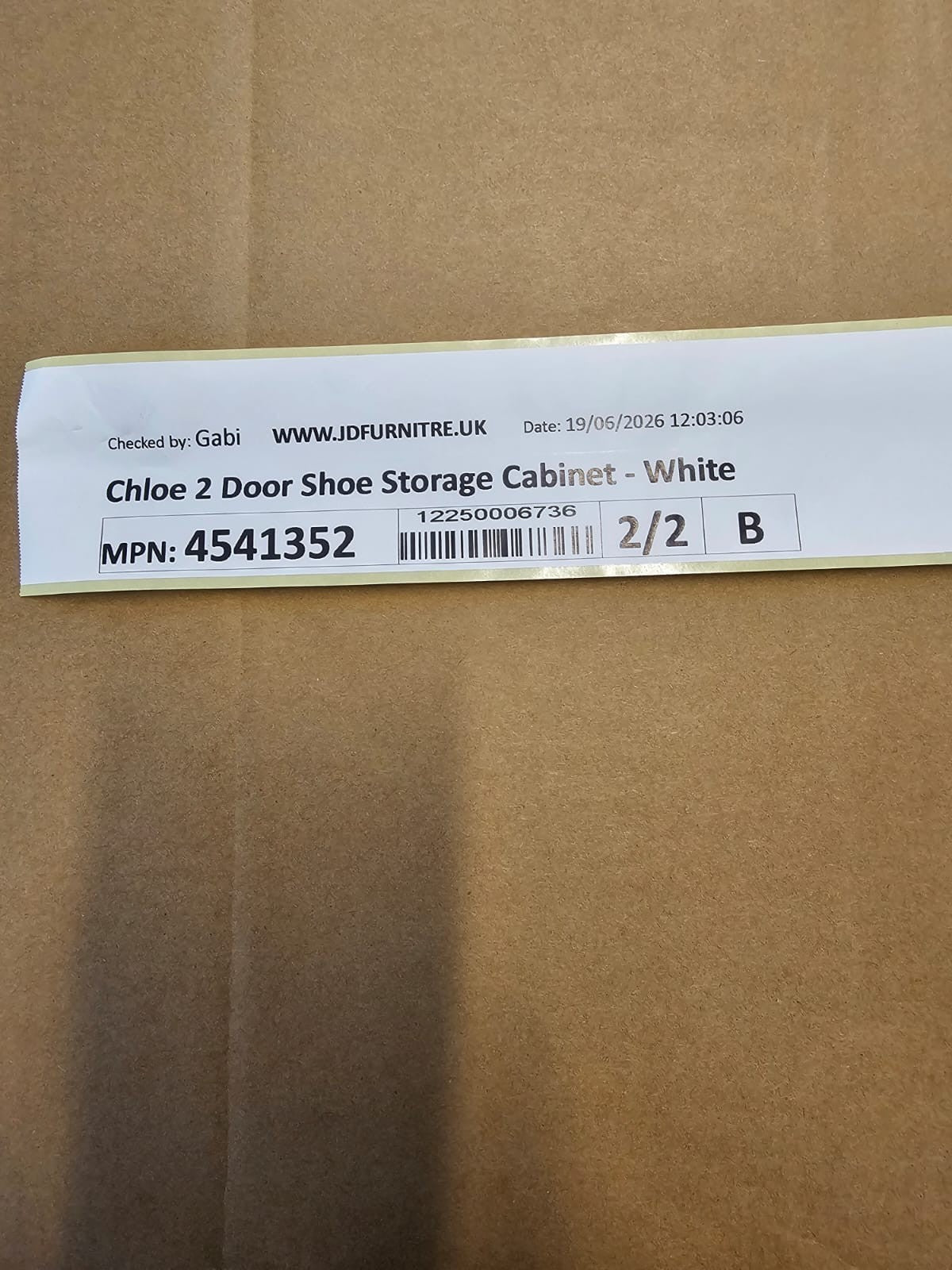 Chloe 2 Door Shoe Storage Cabinet - White (B Grade)