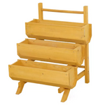 McGregor Stepped Timber Garden Planter | Wooden Outdoor Plant Stand Planter