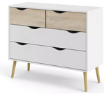 Tvilum Oslo 4 Drawer Chest White & Oak | Bedroom Storage Chest of Drawers