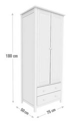 Home Scandinavia 2 Door 2 Drawer Wardrobe Pine | Bedroom Storage Furniture Unit