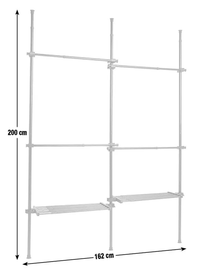 Double Adjustable Ceiling Clothes Rail Black | Hanging Garment Storage Rack