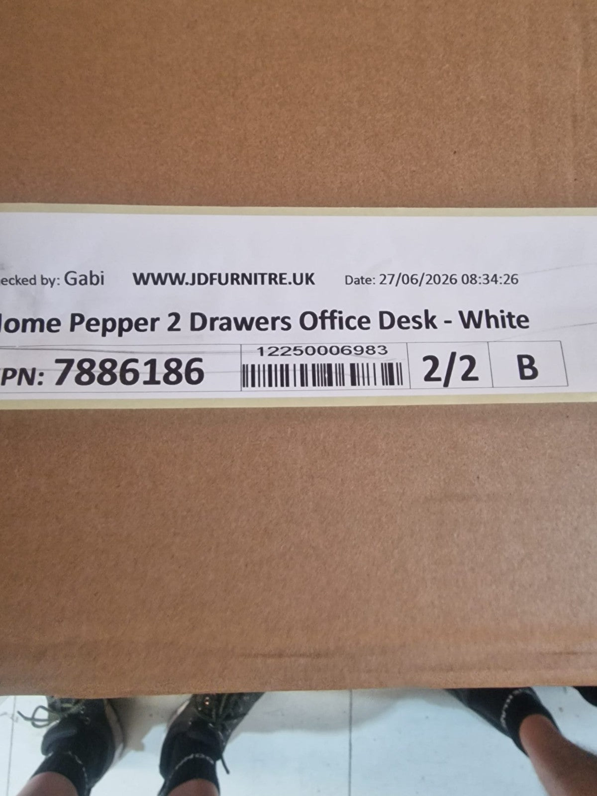 Home Pepper 2 Drawers Office Desk - White (B Grade)