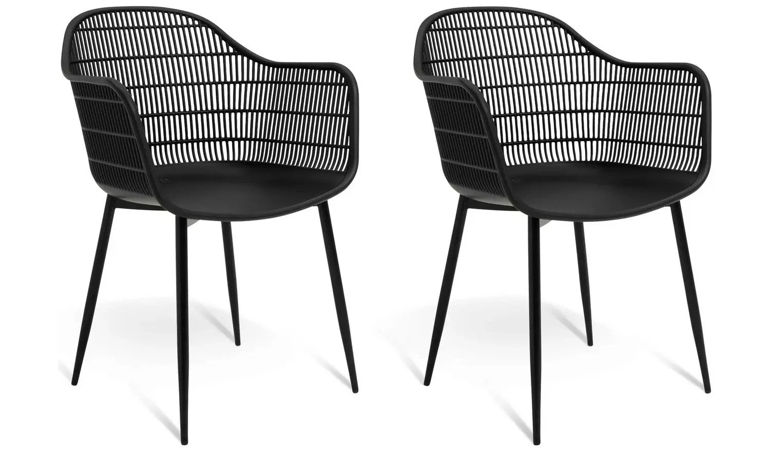 Serpa Set of 2 Plastic Garden Chairs - Black