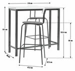 Habitat Zayn Wood Effect Bar Table & 2 Black Chairs