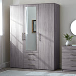 Home Brisbane 3 Door 3 Drawer Wardrobe – GreyOak (B Grade)
