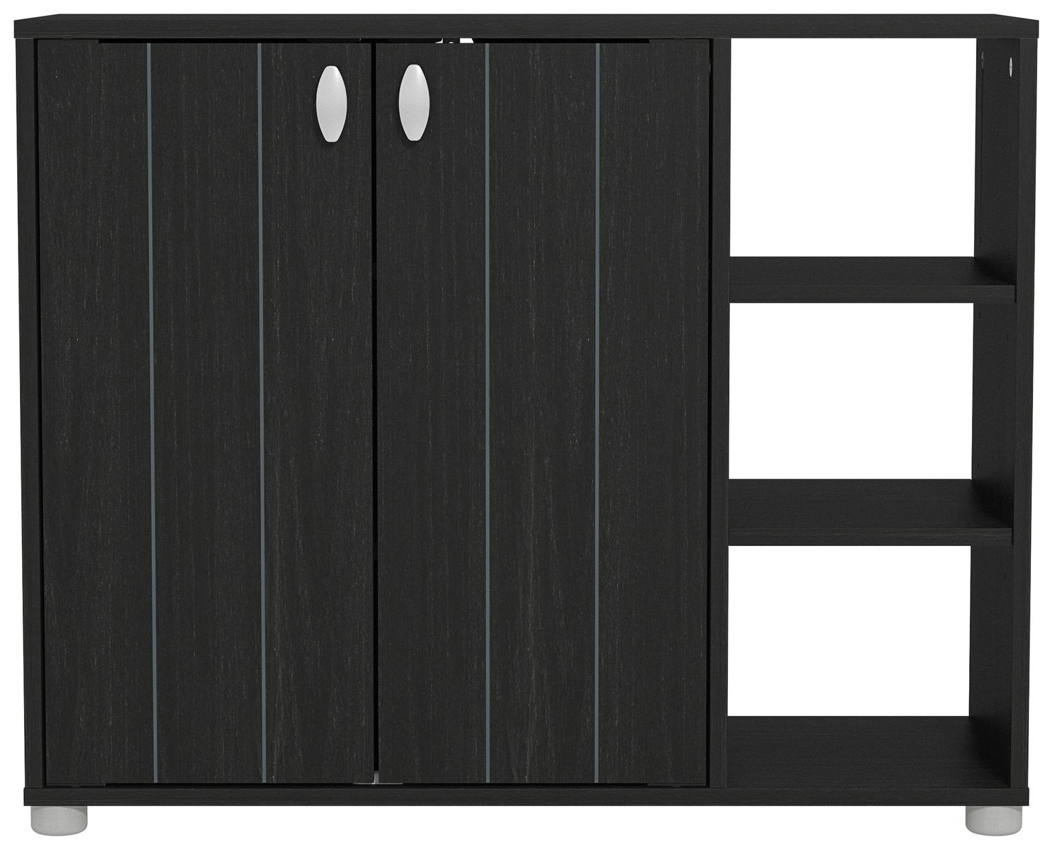 GFW Bideford 2 Door Shoe Storage Cabinet - Black | Footwear Storage Solution