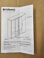 Brisbane 4 Door 3 Drawers Wardrobe - Grey ( B Grade )