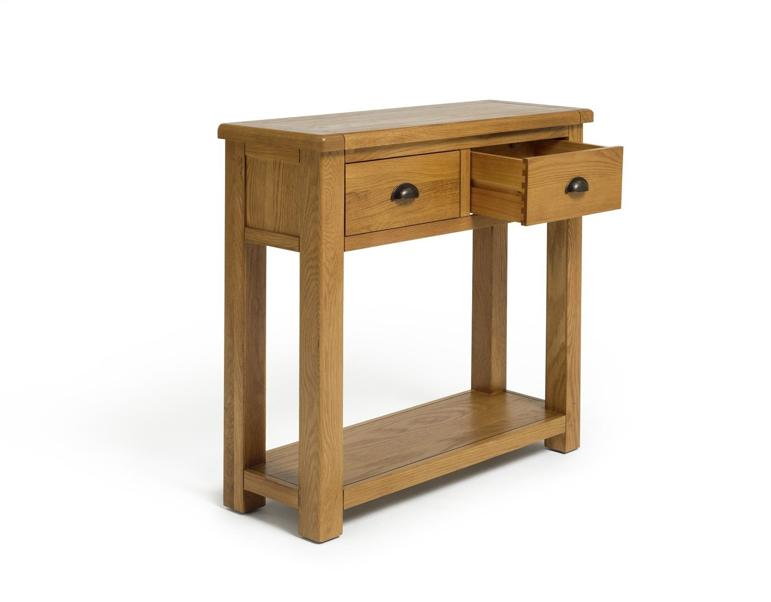 Home Kent 2 Drawer Oak Console Table - Natural | Warm Wooden Appeal