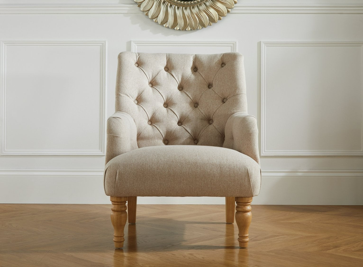 Birlea Padstow Fabric Accent Chair - Wheat |Elegant button back occasional chair