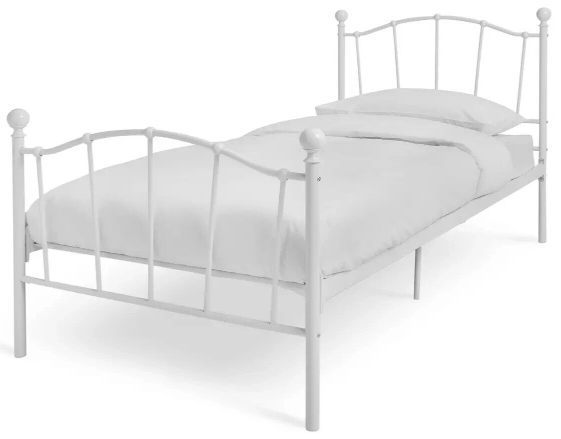 Fleur Single Metal Bed Frame - White | Modern Vintage Style Bedroom Furniture