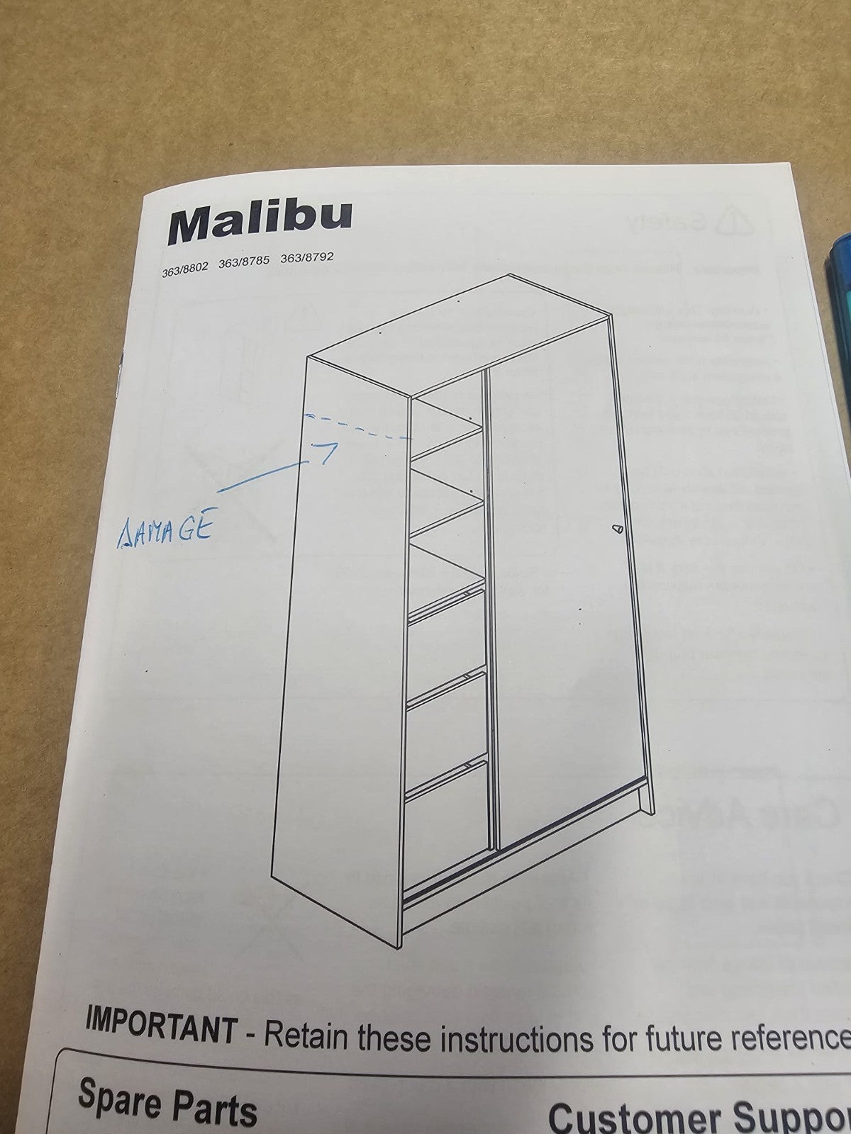 Home Malibu 1 Door Sliding Wardrobe - Black  ( B Grade )