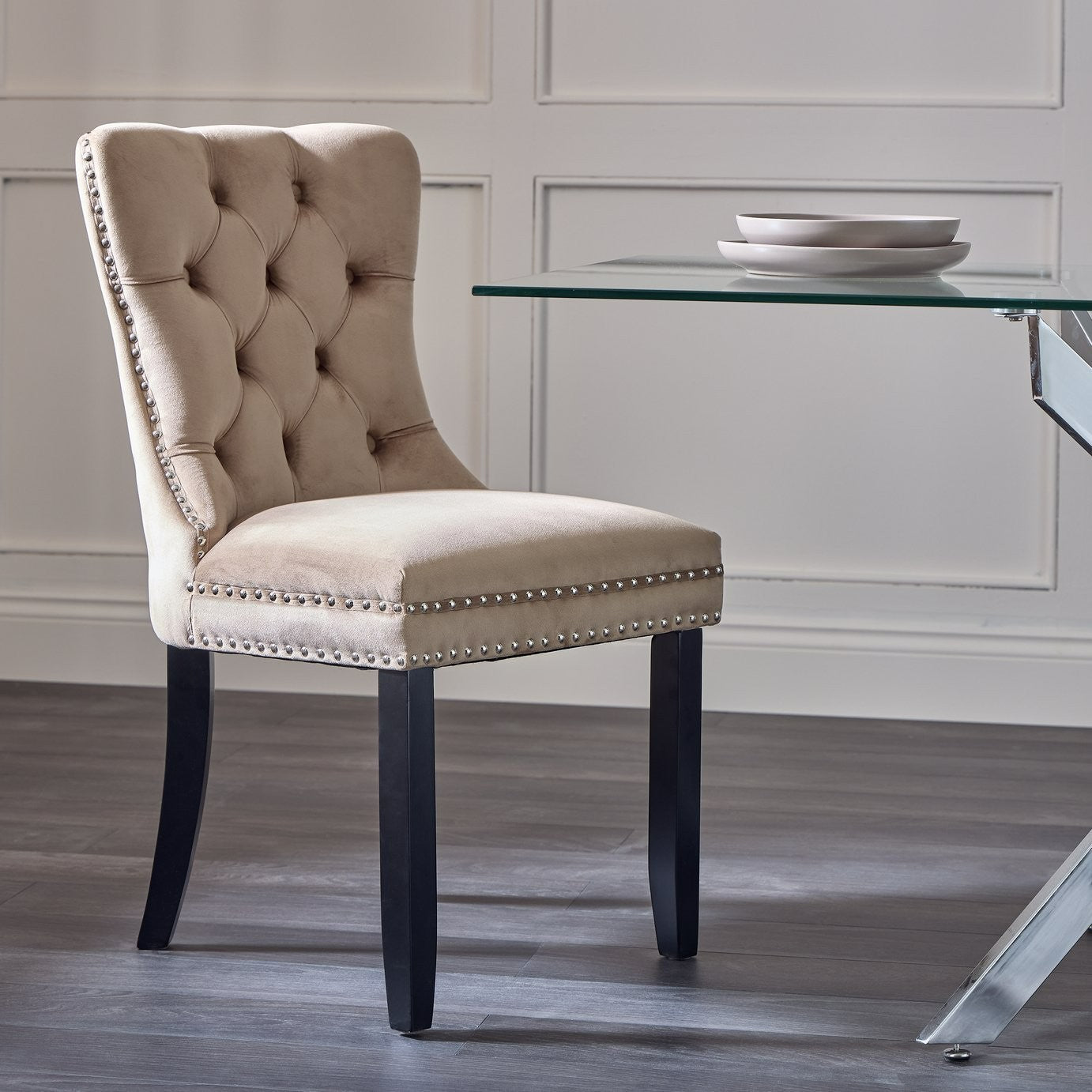 Home Princess Velvet Dining Chair - Taupe | Elegant Mealtime Seating