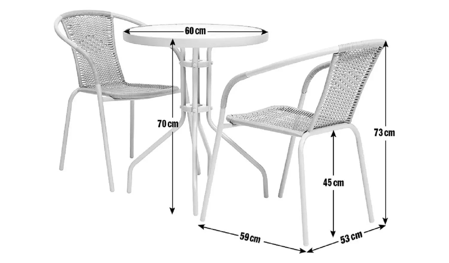 Home 2 Seater Rattan Effect Garden Bistro Set - Brown | Outdoor Patio Furniture