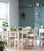 Chicago Pair of Solid Wood Dining Chair- Oak & Cream