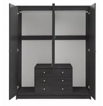Home Malibu 4Dr 3 Drw Mirror Wardrobe-Black Oak Effect ( B Grade )