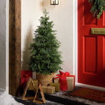 4ft Potted Conifer Artificial Christmas Tree | Realistic Outdoor Indoor Xmas Tre