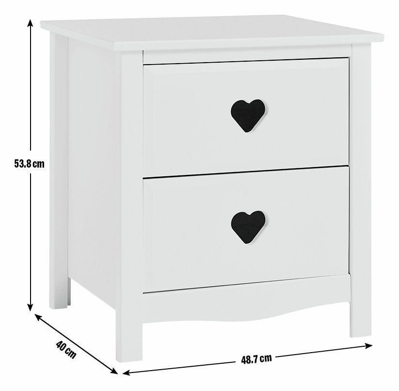 Home Kids Mia 2 Drawer Bedside Table - White | Kids’ Room Furniture Storage