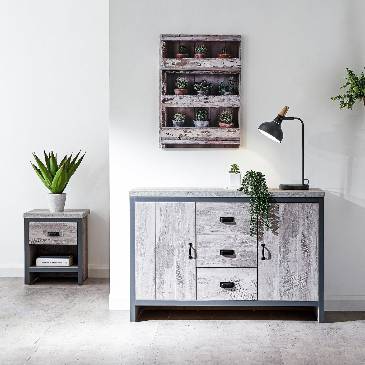 GFW Boston 2 Door 3 Drawer Sideboard - Grey | Modern Living Storage