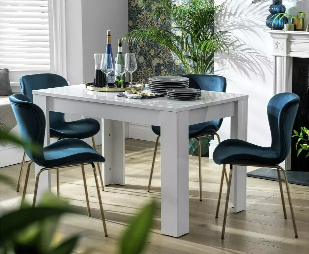 Miami Gloss 4 Seater Dining Table - White | White Modern Kitchen Dining Table