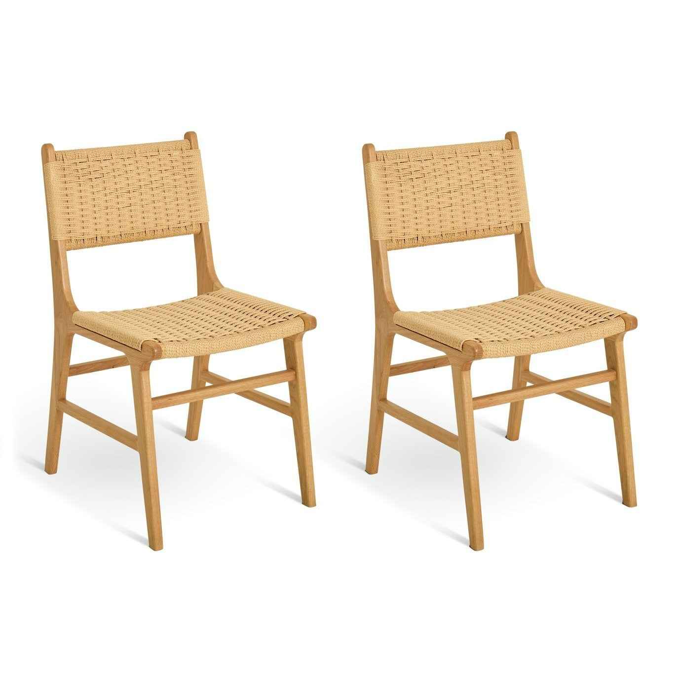 Faro Pair of Solid Wood Dining Chairs - Light Wood | Kitchen Counter Seating