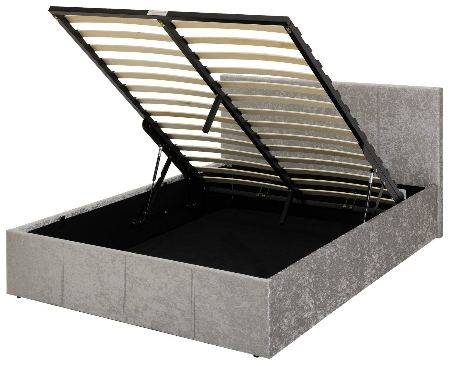 Home Heathdon Kingsize End Lift Ottoman Bed - Silver | Convenient Bed Storage