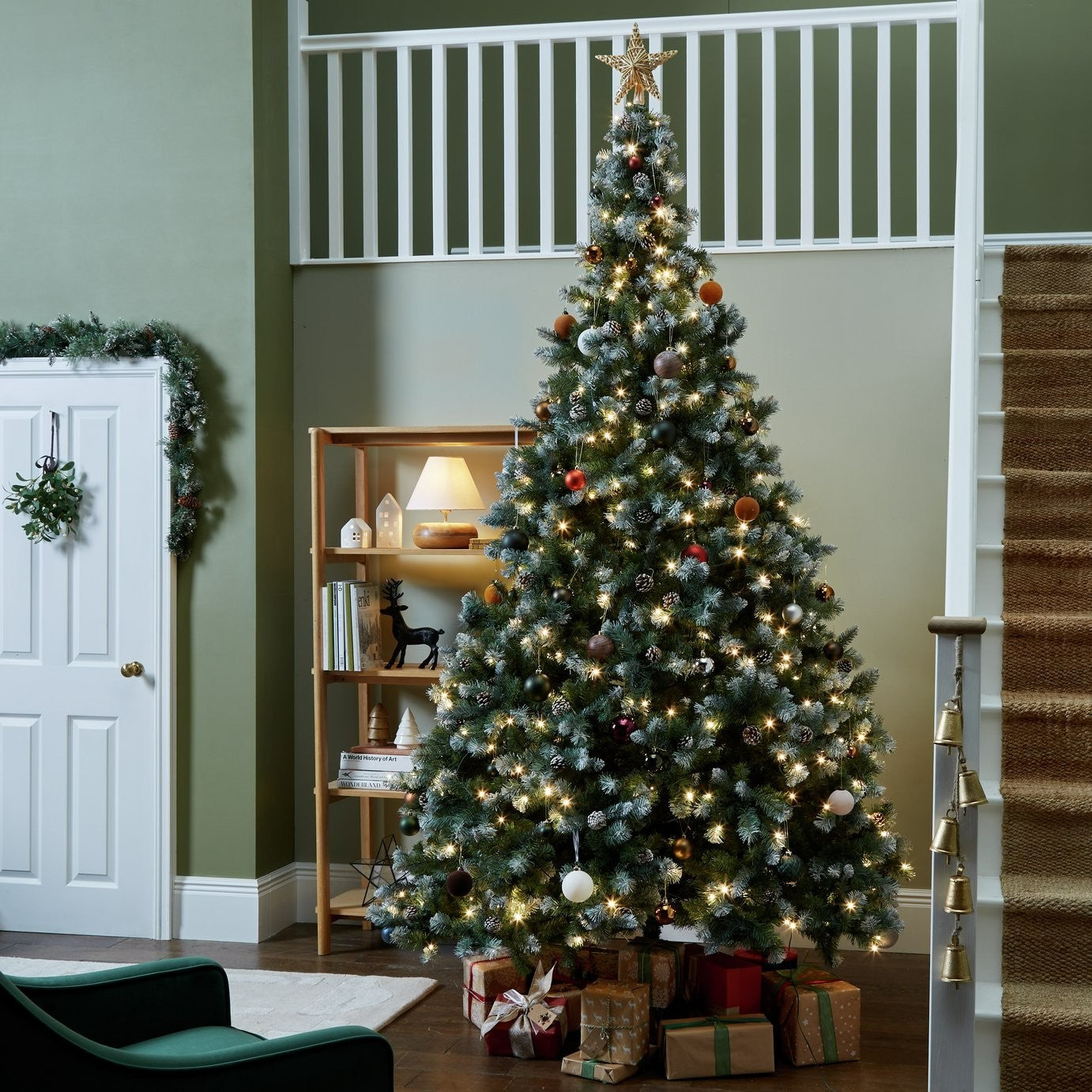 10ft Pre Lit Blue Oscar Pine Cone Christmas Tree | Realistic Artificial