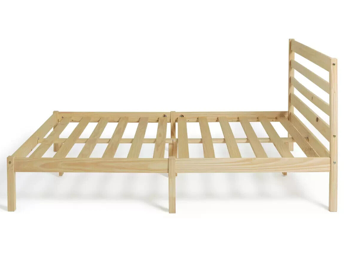 Kaycie Double Bed Frame 4FT6  Wooden - Pine With Pocket Sprung Double Mattress
