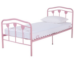 Home Hearts Single Metal Bed Frame - Pink | Pink Kids Bed Frame Metal Girls
