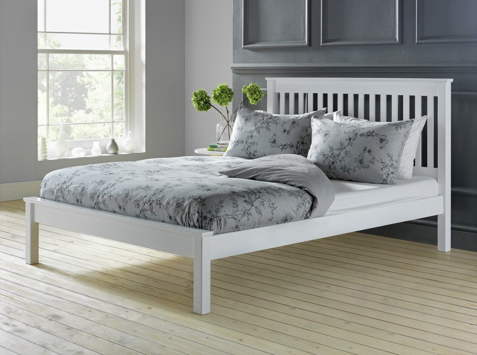 Aspley Kingsize Wooden Bed Frame - White (S)