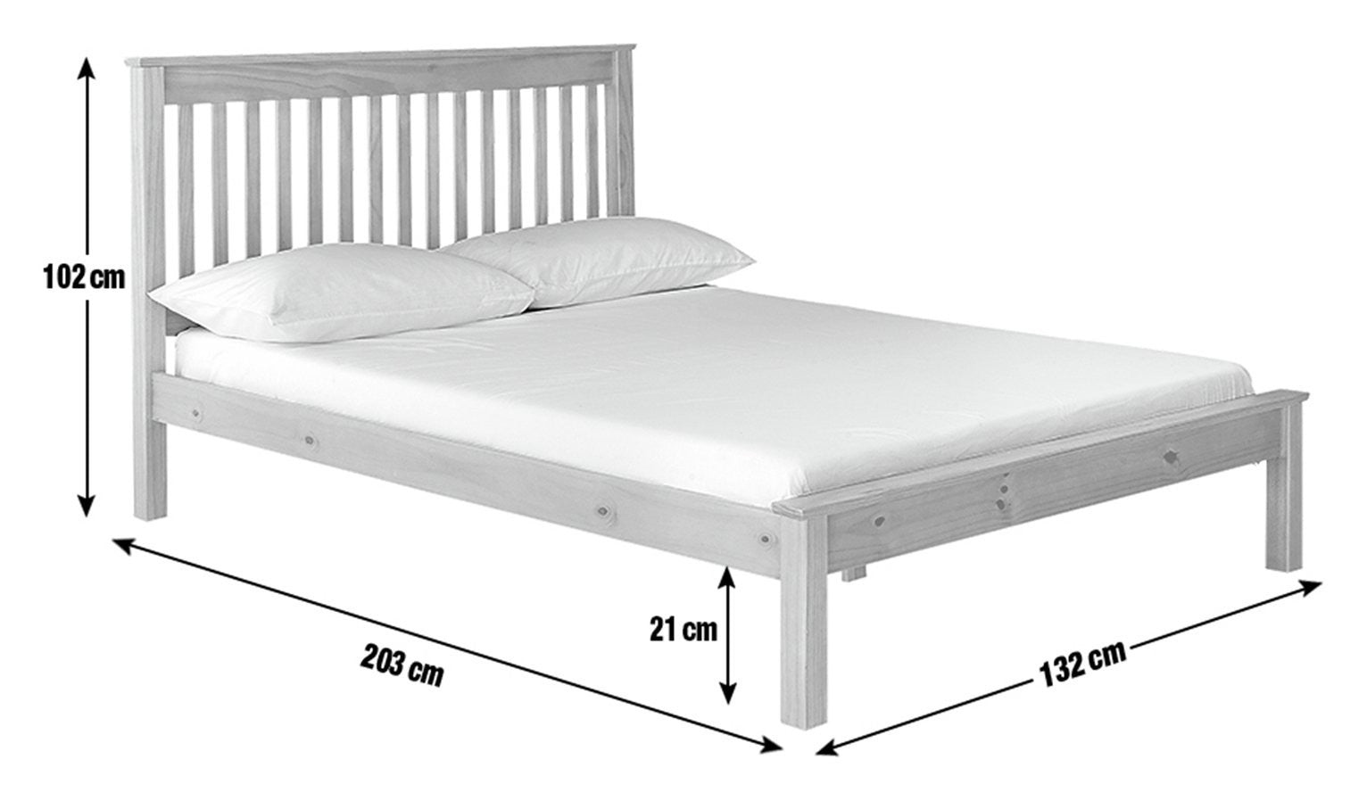 Aspley Small Double Wooden Bed Frame - White | Compact double bed