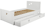 Stars Single Bed Frame With Drawer - White | Kids Bedroom Furniture