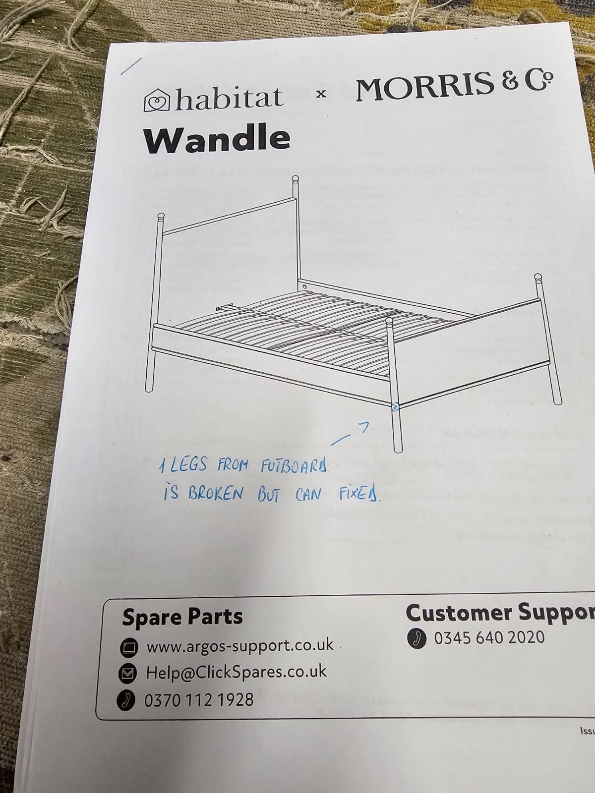 x Morris & Co. Double Bed Frame - Green (B GRADE)