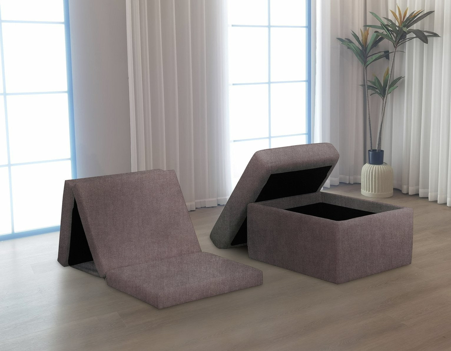 Home Faron Fabric Bed in a Box - Grey | Compact Guest Bed