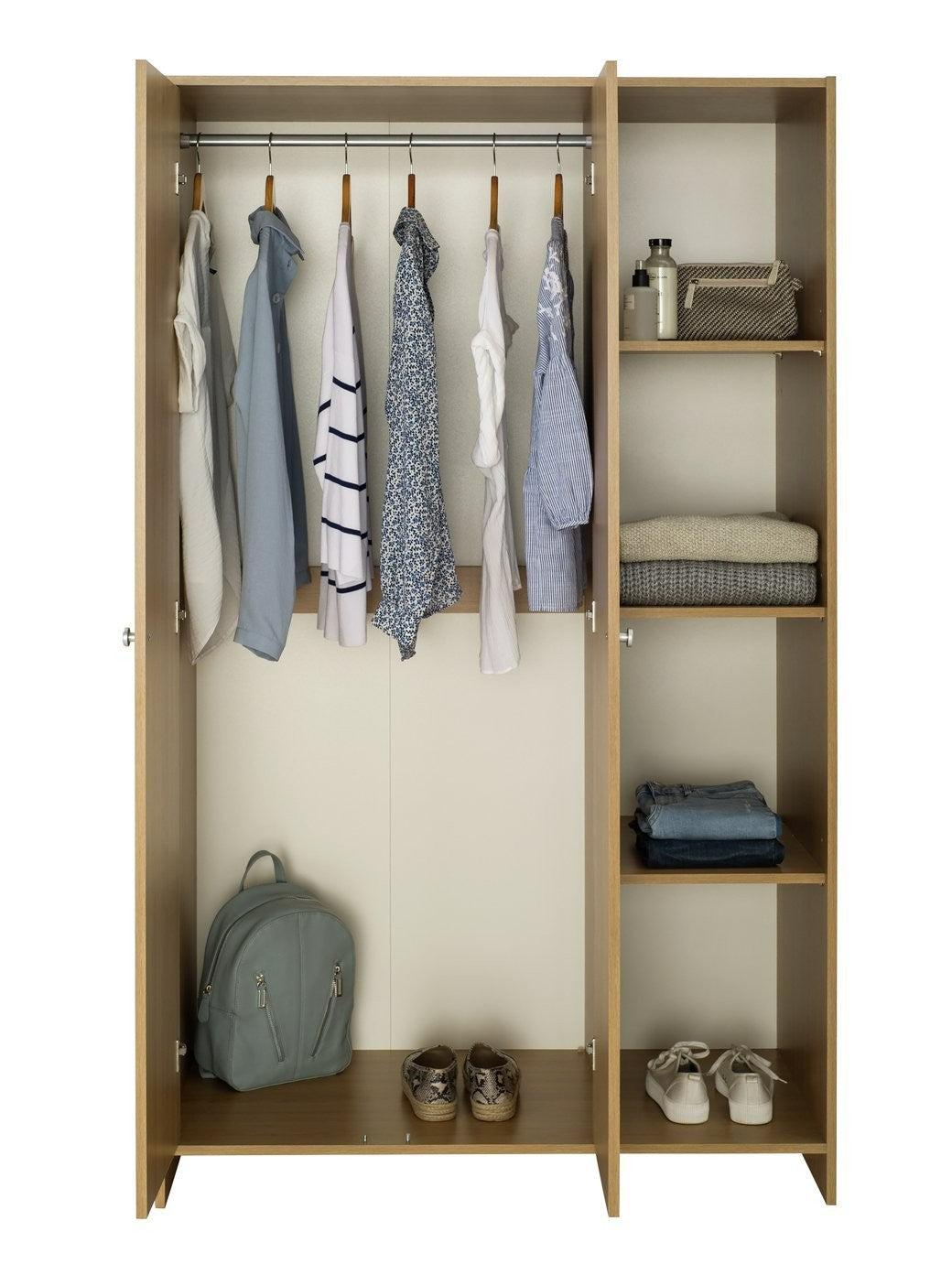 Home Seville 2 Door Open Shelf Wardrobe - Oak Effect | Wardrobe with shelving