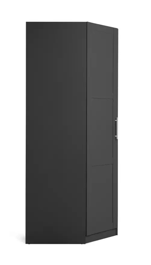 Munich Panelled Corner 1 Door Wardrobe Anthracite | Space Saving Bedroom Storage