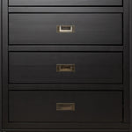 4 Drawer Chest of Drawers Black Wood Tallboy Bedroom Storage Cabinet