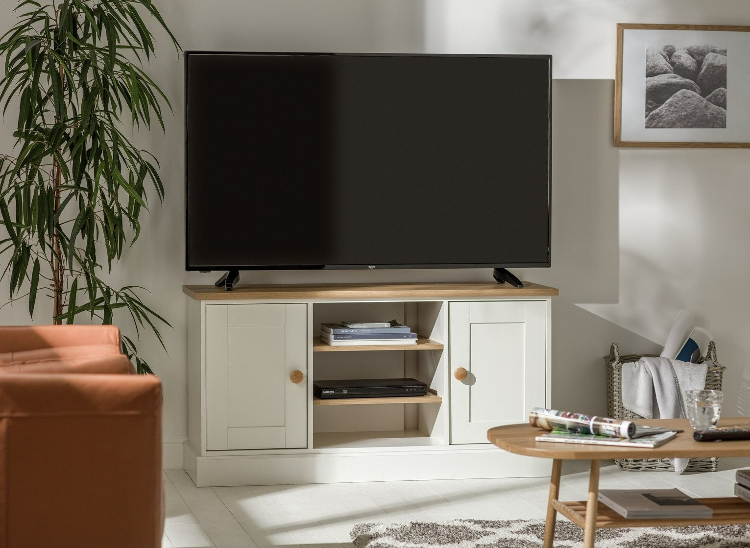 Home Winchester 2 Door TV Unit - Cream | compact TV stand