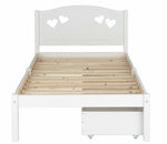 Home Mia Single Bed Frame with 2 Drawers - White | Bedroom Storage Bed for Kids