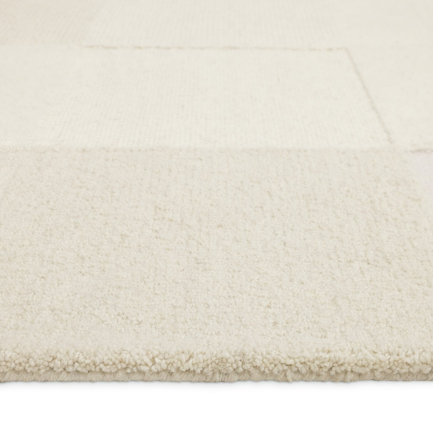 Checkerboard Natural Wool Cut Pile Rug - 170x120cm