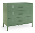 Stevie 3 Drawer Chest Green | Bedroom Storage Chest of Drawers Furniture