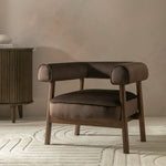 Elio Velvet Chair - Brown