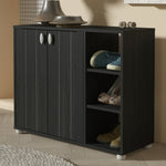 GFW Bideford 2 Door Shoe Storage Cabinet - Black | Footwear Storage Solution