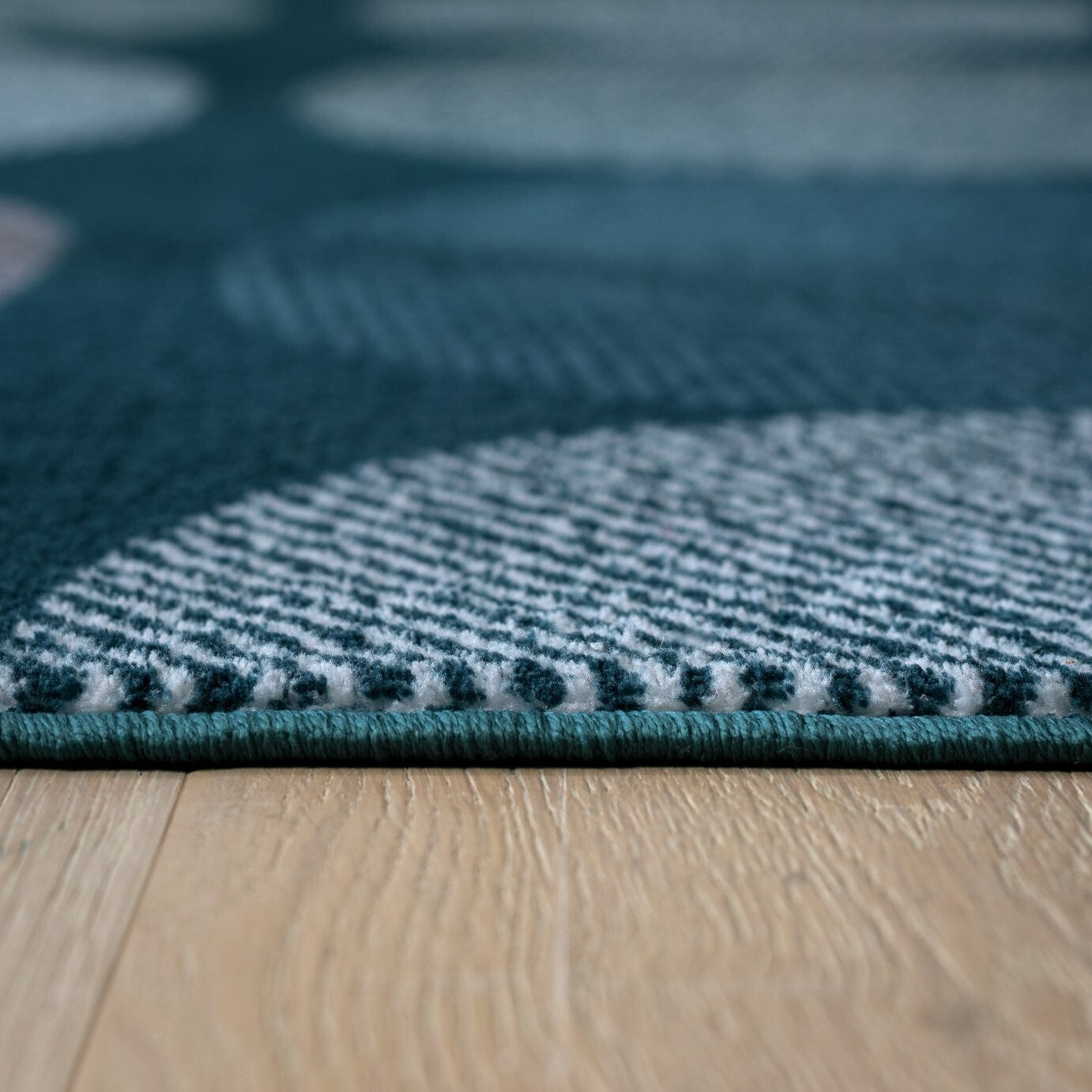 Home Skandi Leaf Teal Cut Pile Rug - 230x160cm