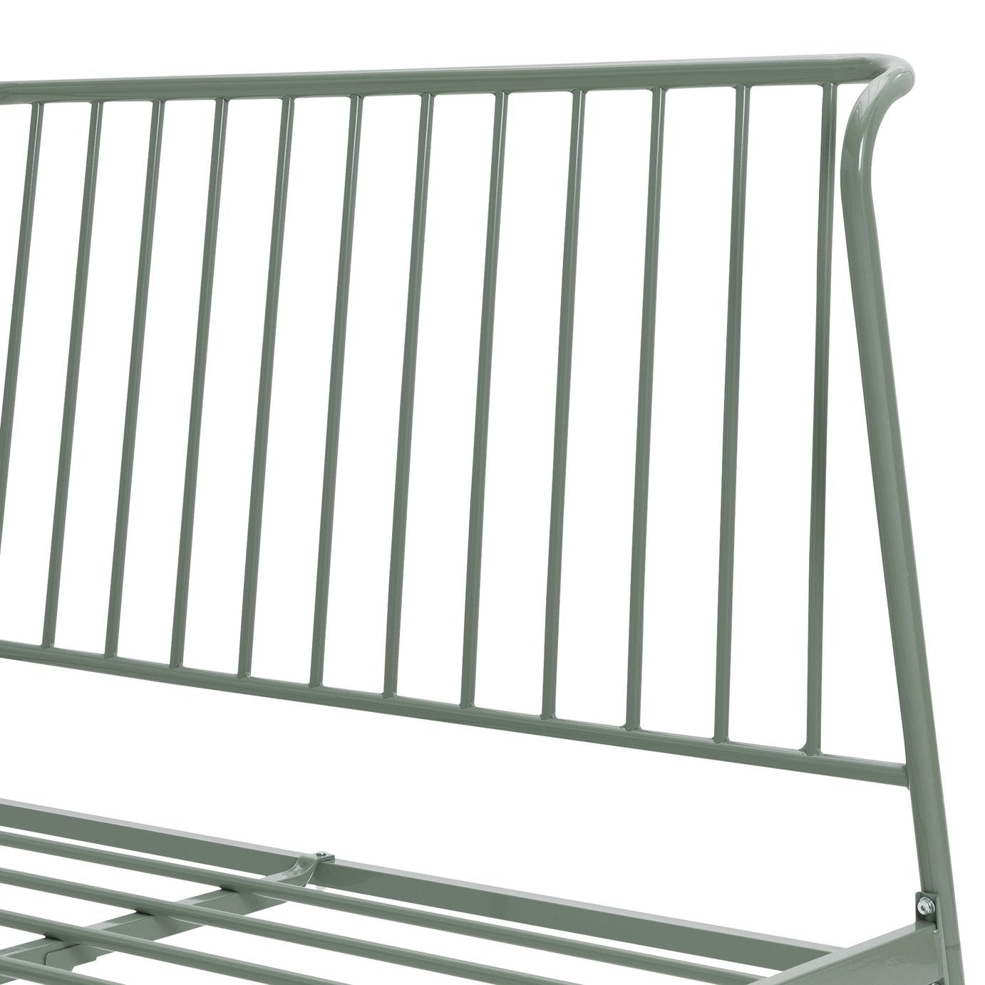 Kanso Double Metal Bed Frame - Sage Green | Sturdy Steel Frame with Slatted Base