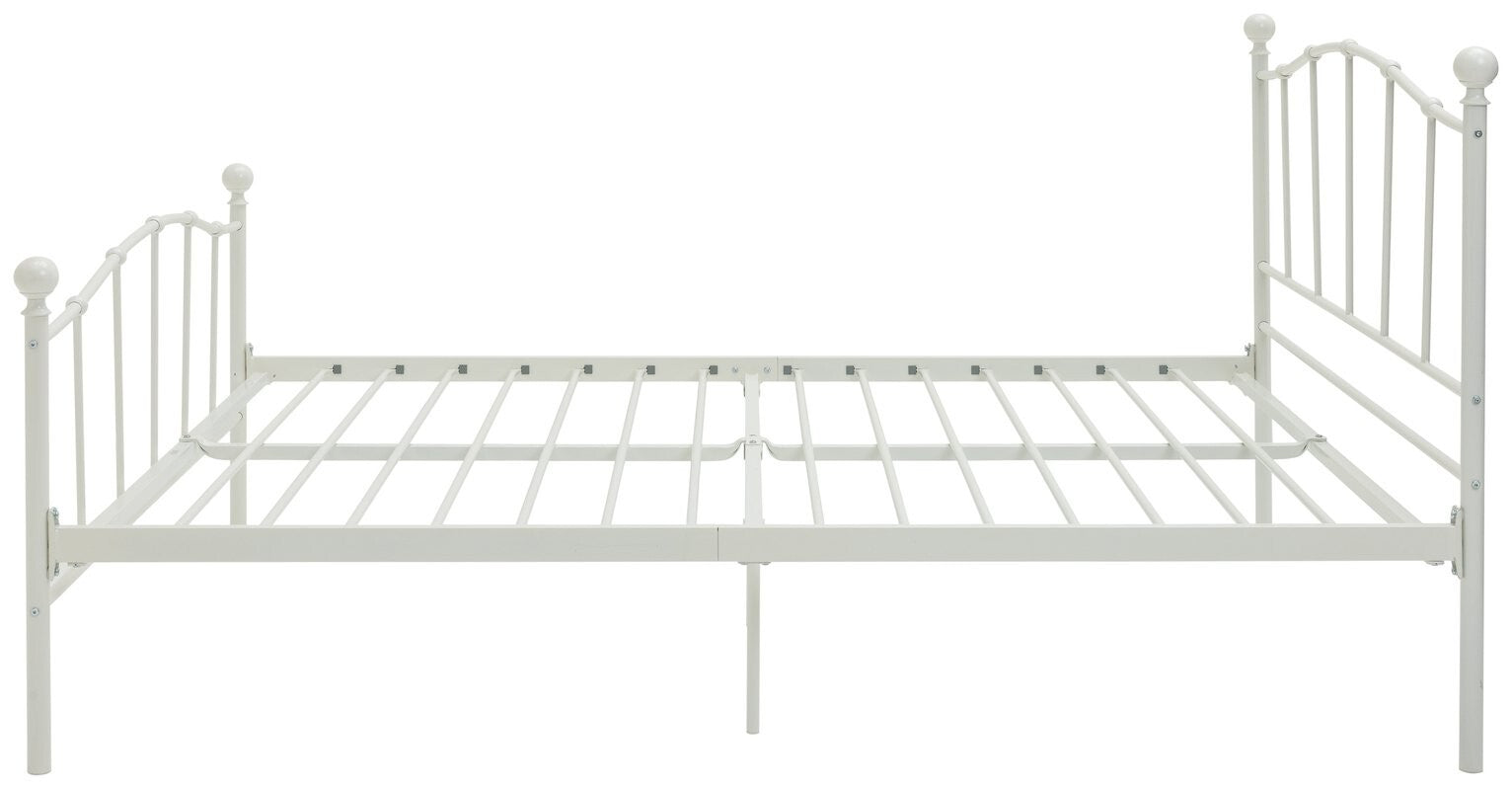 Home Fleur Kingsize Metal Bed Frame - White | Sturdy Durable Mattress Support