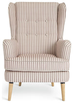 Callie Fabric Wingback Chair - Natural Stripe | Elegant Living Room Style