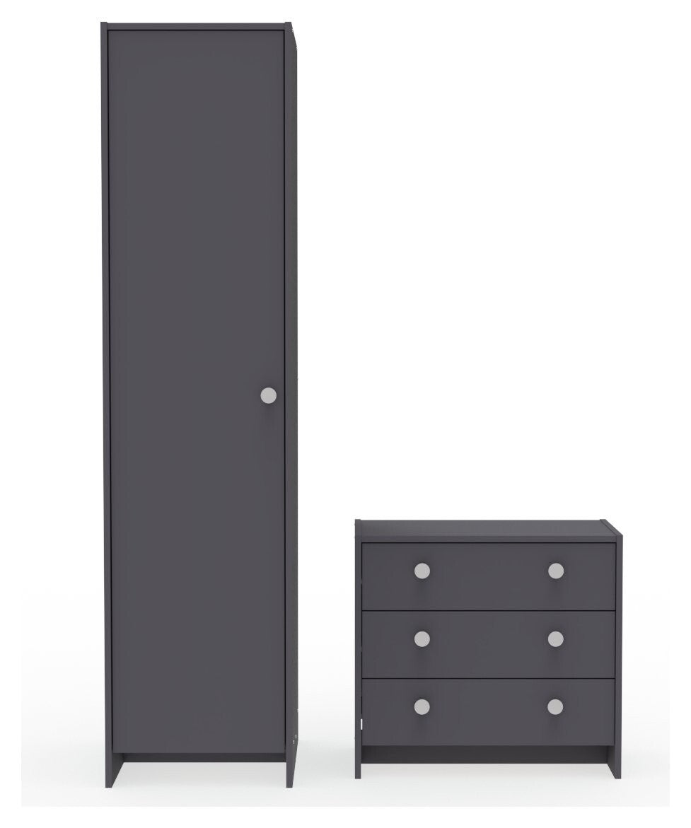 Seville 2 Piece 1 Door Wardrobe Set - Anthracite ( B Grade 40117 - 40120 )